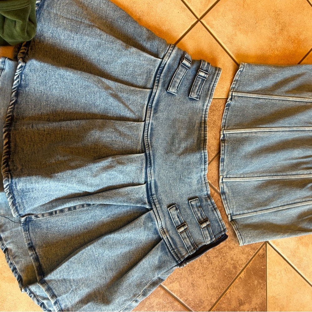 Chic Denim Blue Skirt Set